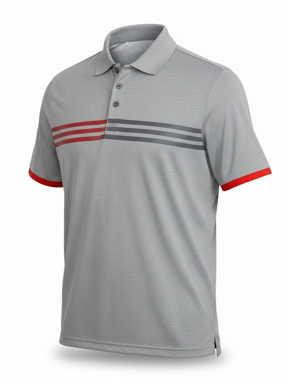 Adidas Golf Climachill Polo Shirt Mens XL Gray Heather Red Stripe Performance